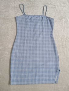 Blue Plaid Mini Dress