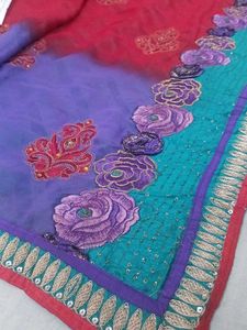 Embroidered multicolour Saree