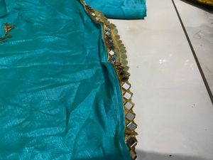 Elegant Teal Dupatta with Mirror Work