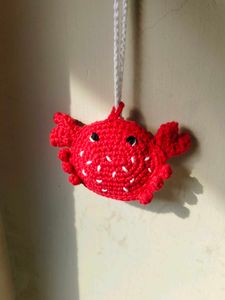 Crocheted Red Crab pouch/ bag charm