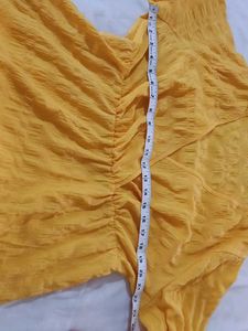 Chic Yellow Textured V-Neck Dress