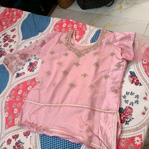 Pink &amp; Gold Embroidered Lehenga