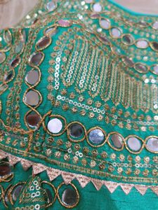 Sea Green Sequins And Mirror Work Blouse
