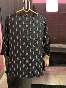 Stylish Black Ikat Print Kurta