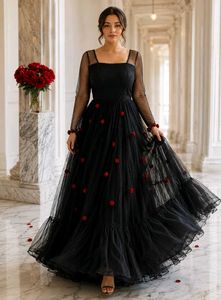 Elegant Black Floral Gown