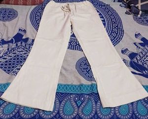 Cream Wide Leg Casual Pants