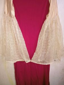 💖 Premium Fuschia &amp; Gold Sequin A-Line Gown