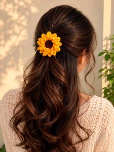 Handmade Crochet Sunflower Hair tie