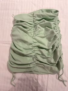 Mint Green Drawstring Mini Skirt