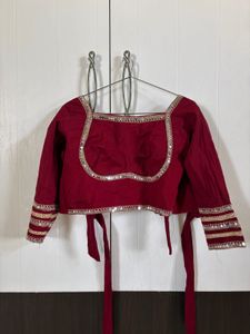 Beautiful Maroon choli set with Embellished Border