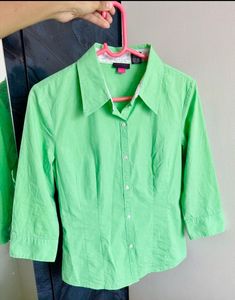 Lime Green Collared Button-Up Shirt