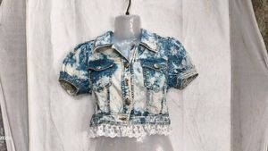 5245. Stylish Acid Wash Denim Jacket