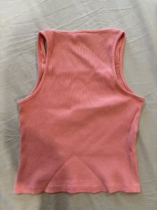 Coral Ribbed Square Neck Tank Top