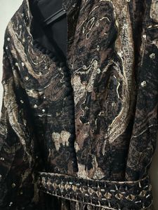 Elegant Marble Print Dress with Sparkle