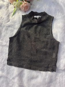 Sparkly Mock Neck Sleeveless Top