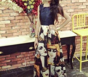 Stunning head turner Face Print Maxi Dress