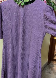 Stylish Purple Puff Sleeve Dress