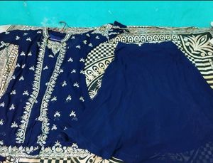 Elegant Navy Embroidered Kurti Set