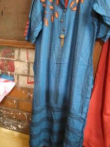 Blue Kurta Set with Red Pants
