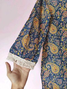 Stylish Blue Paisley Print Kurta