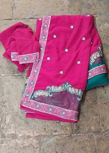 Net Sequins Border Embroidered Saree