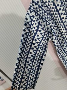Blue &amp; White Printed Kurta