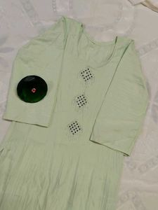 Light Green Embellished Kurta popcorn kurti