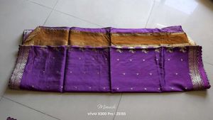 Purple Saree with Gold Border