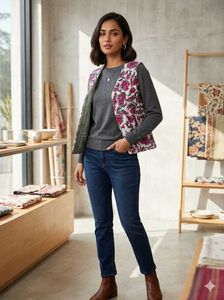 Floral Print Sleeveless Blouse
