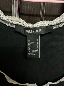Black "Heartless" Crop Top with Lace Trim