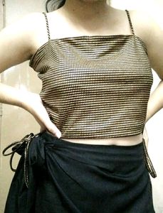 New, Golden Black Party Wear Crop Top!!