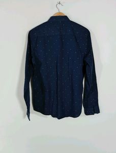 Navy Blue Printed Slim Fit Casual Shirt (Men)