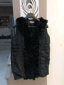 Fur Trimmed Black Vest