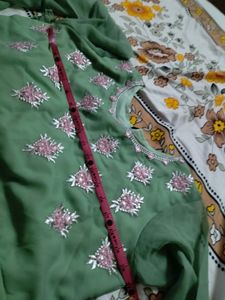 Green Embroidered Anarkali Dress