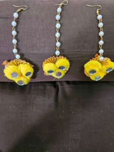 Yellow Mirror mangtika set of 3