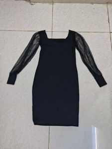 Elegant Black Sheer Sleeve one piece