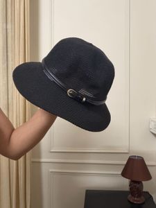 Chic Black Sun Hat with Buckle Detail