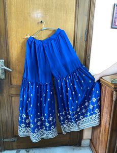 HEAVY PATI WORK  BLUE COLORED PADDED SHARARA SUIT