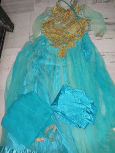 Stunning Teal & Gold Embellished Gown