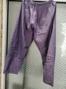 Purple Silk Palazzos kurta set with organza dupatt