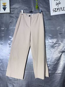 BARSHIKA Stylish Wide Leg Beige Trousers