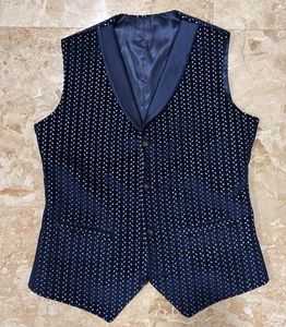 Navy Blue Jacquard Vest