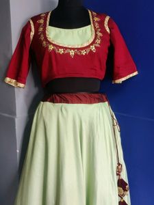 Beautiful Hand Work On Blouse Lehanga Choli Set
