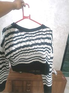 Striped Cropped Knit Sweater