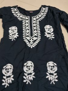 Elegant Embroidered Black Kurta