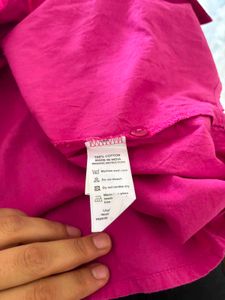 Vibrant Pink Oversized Button-Up Shirt