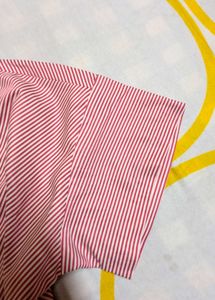 trending Pink Striped V-Neck Top korean