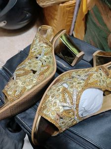 Elegant Embellished Gold Heels