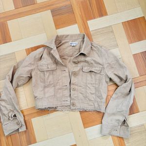 Cropped Tan Denim Jacket