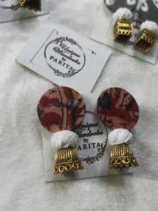 Boho Fabric Jhumka Earrings (combo of 3)
